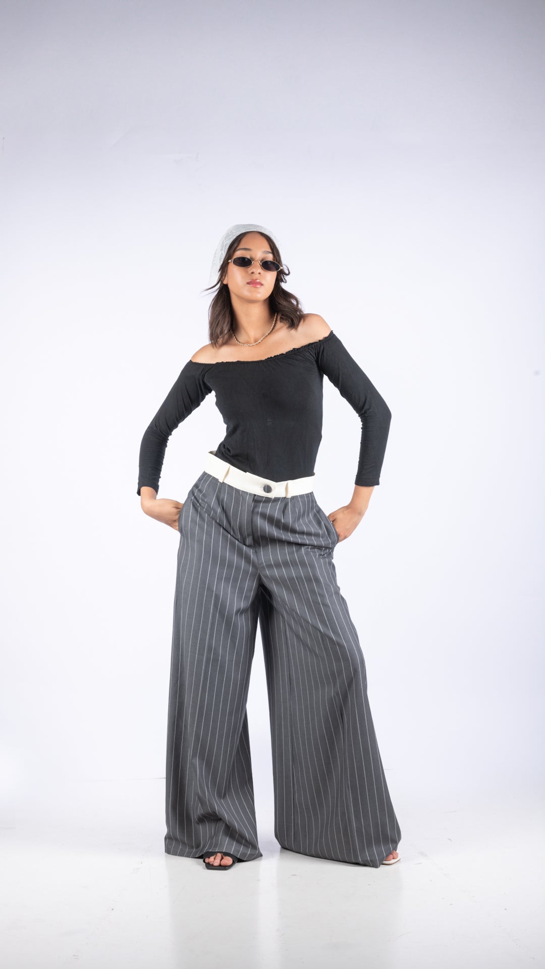 pantalon palazzo fluide rayé