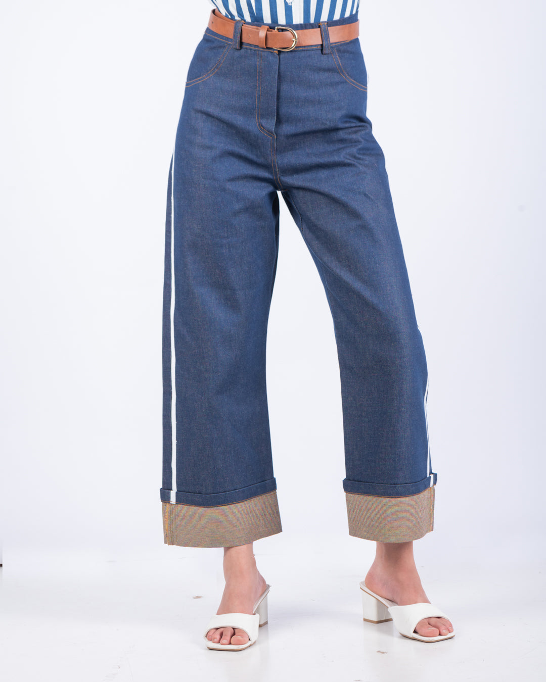 Pantalon jean à bande latérale