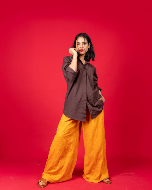 chemise oversize marron