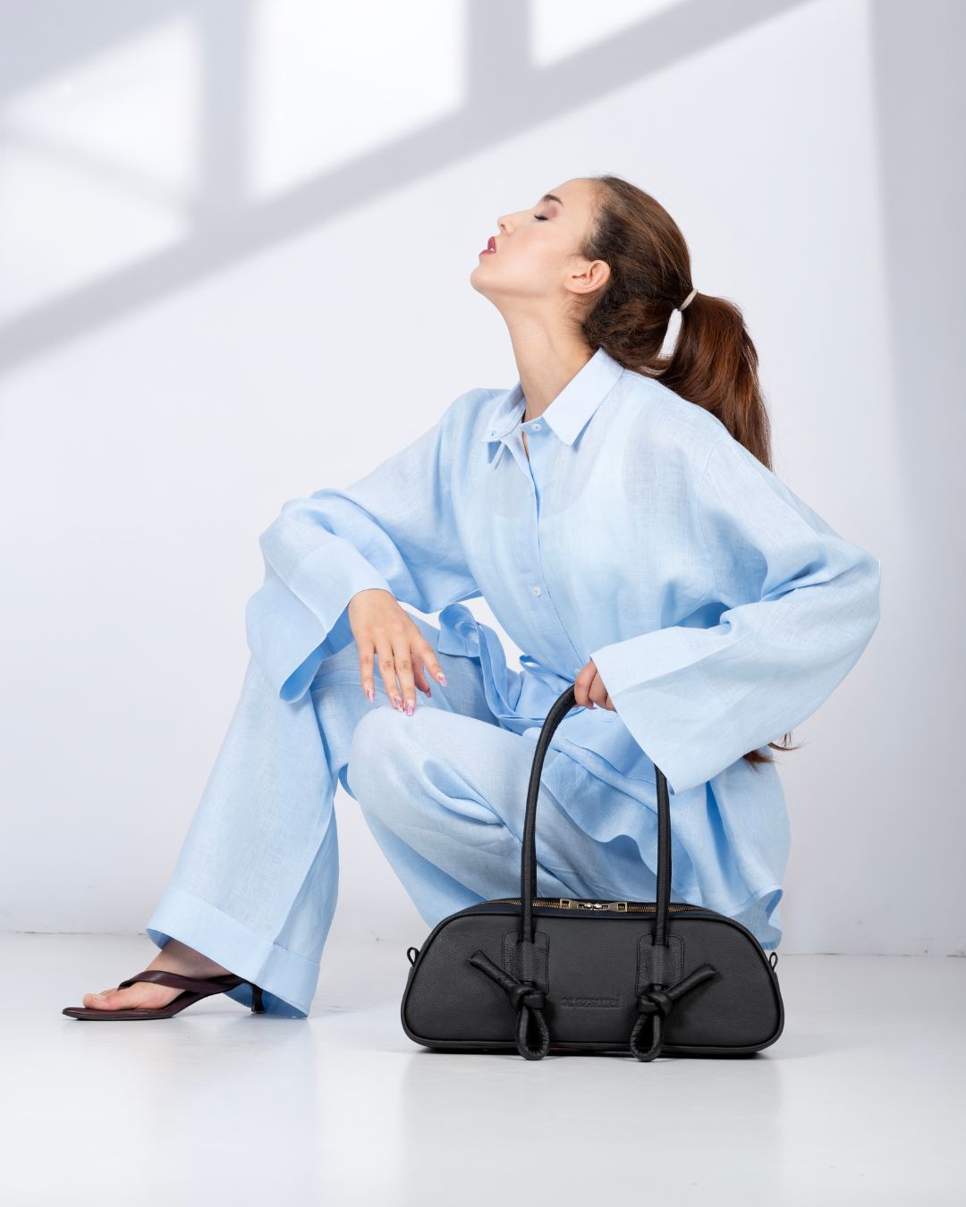 ensemble en lin bleu
