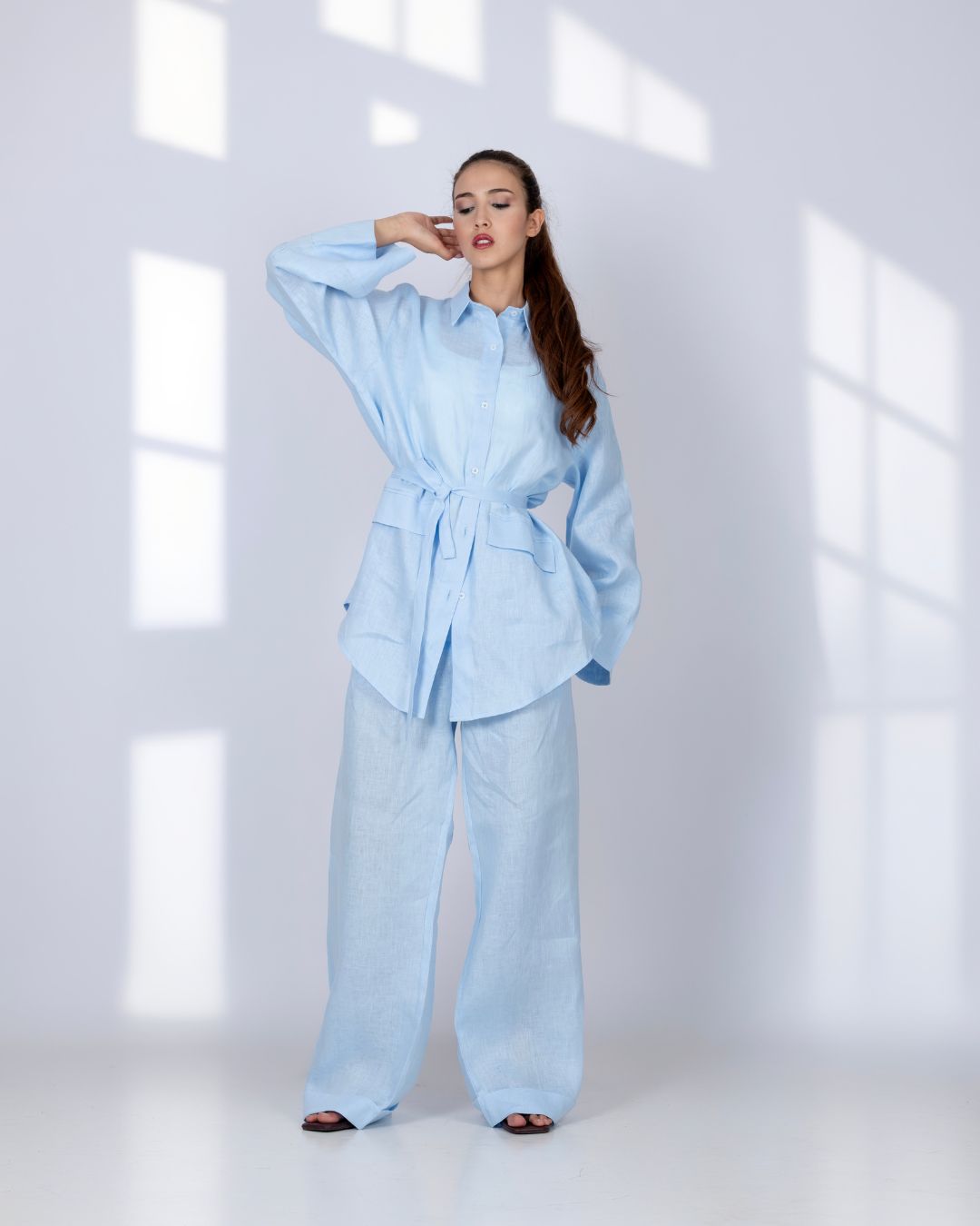 ensemble en lin bleu