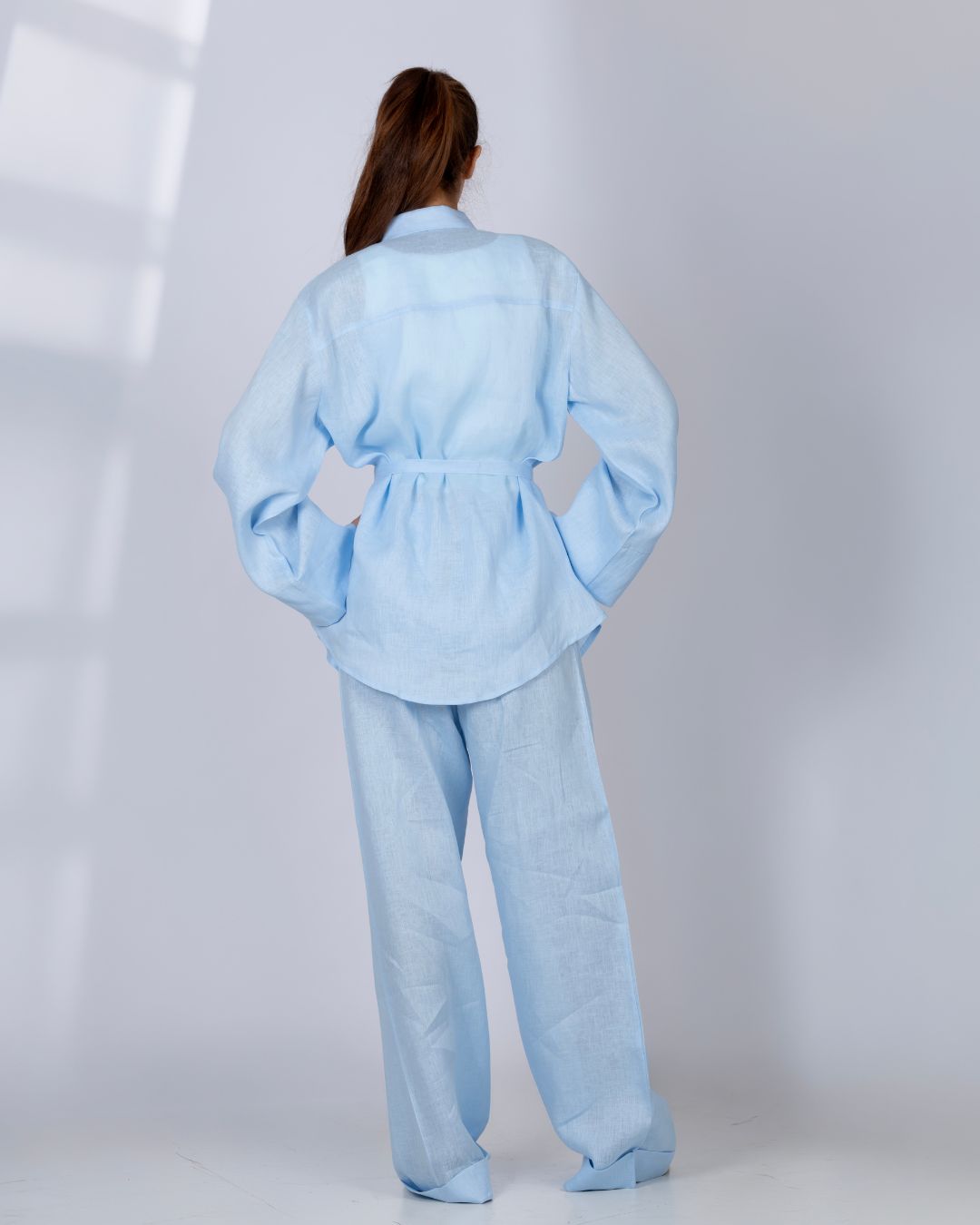 ensemble en lin bleu