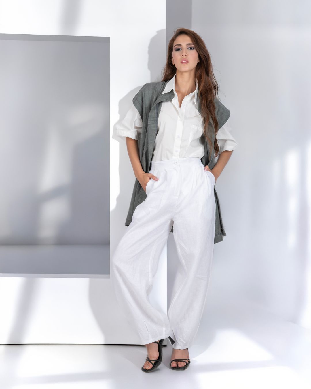 gilet oversize en lin