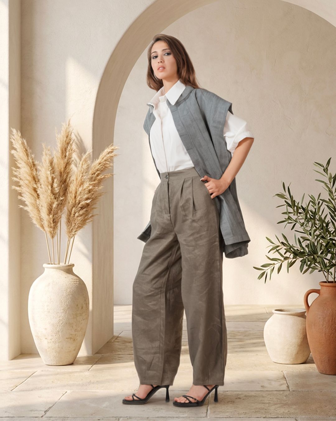 gilet oversize en lin