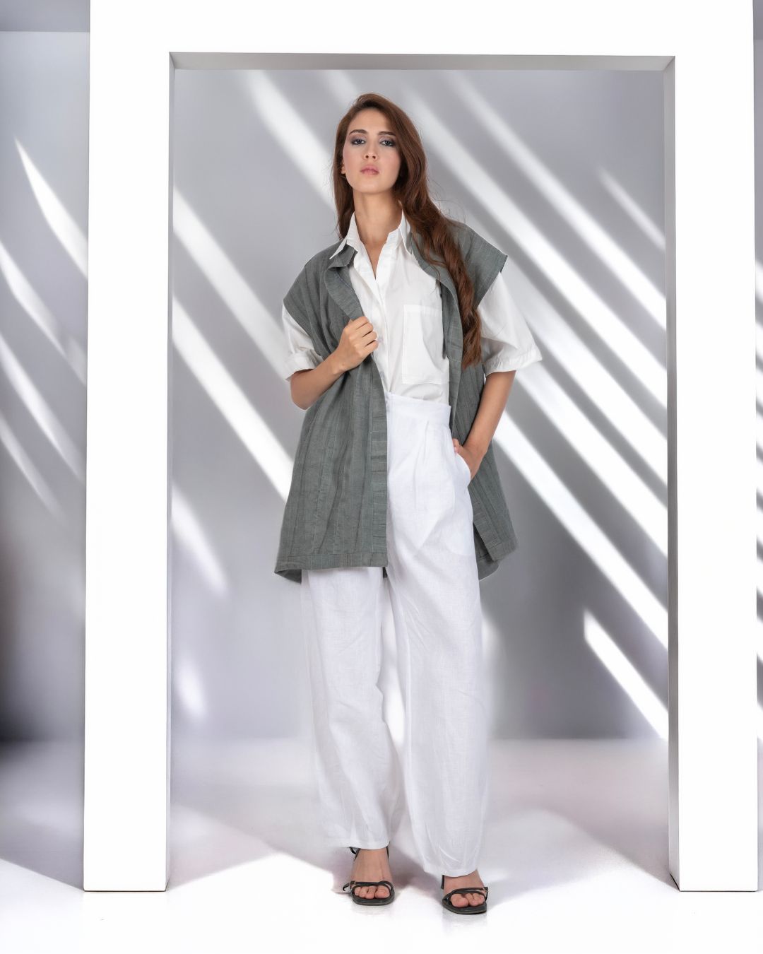gilet oversize en lin