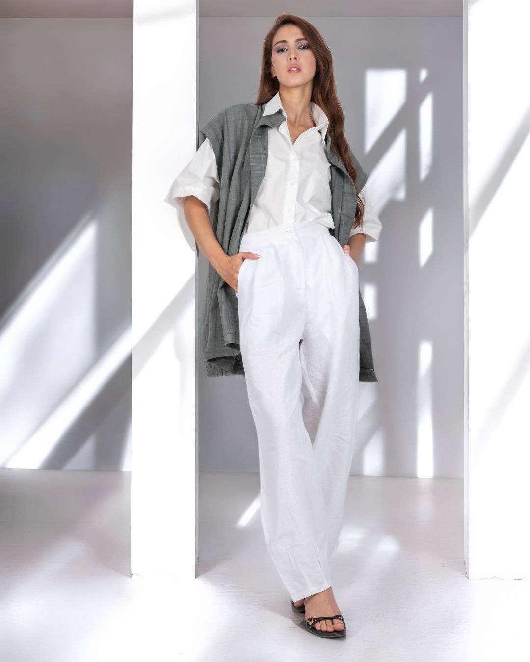 gilet oversize en lin