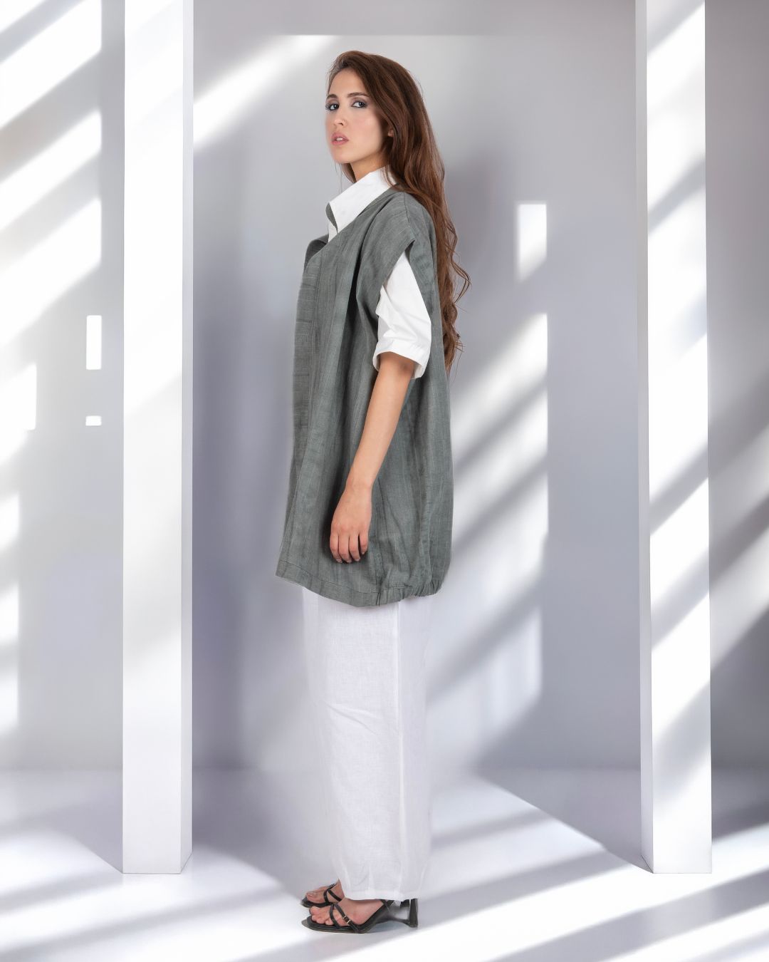 gilet oversize en lin