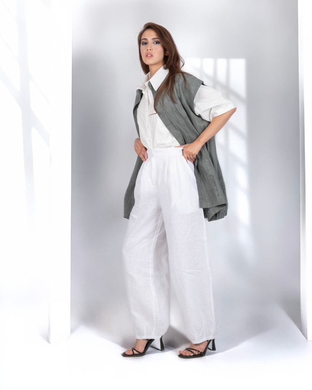 gilet oversize en lin