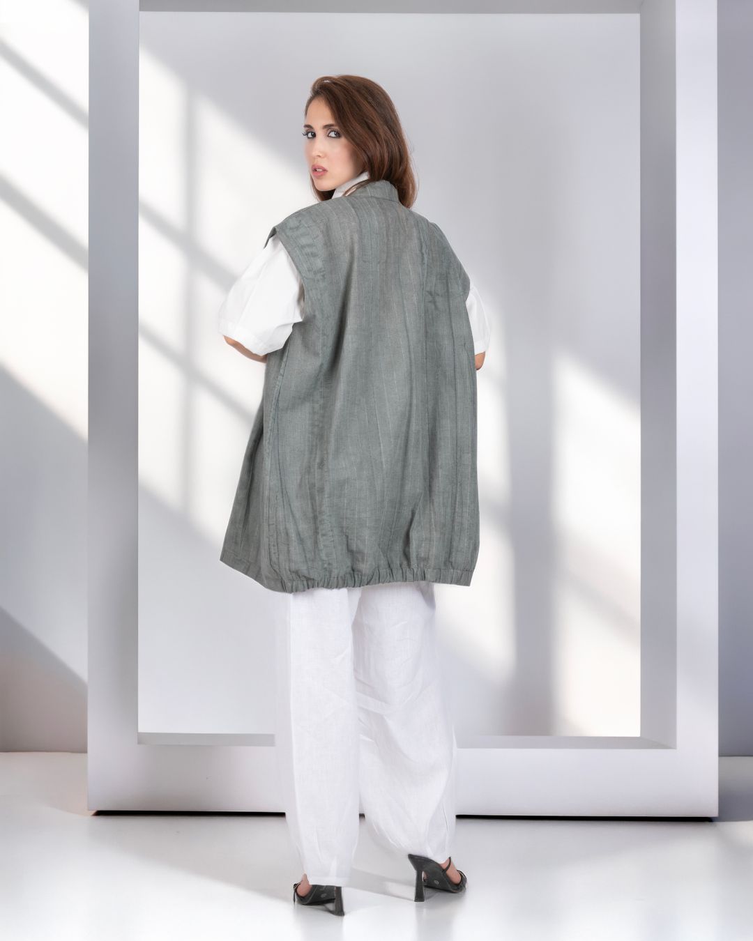 gilet oversize en lin