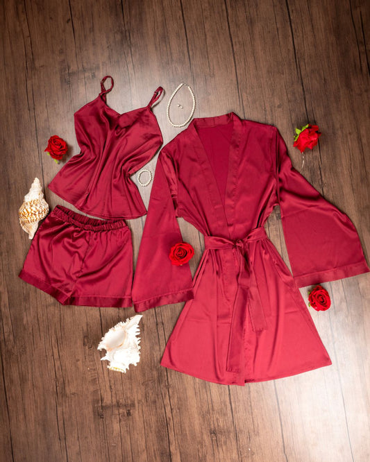 Ensemble de pyjama 5 pièces en satin