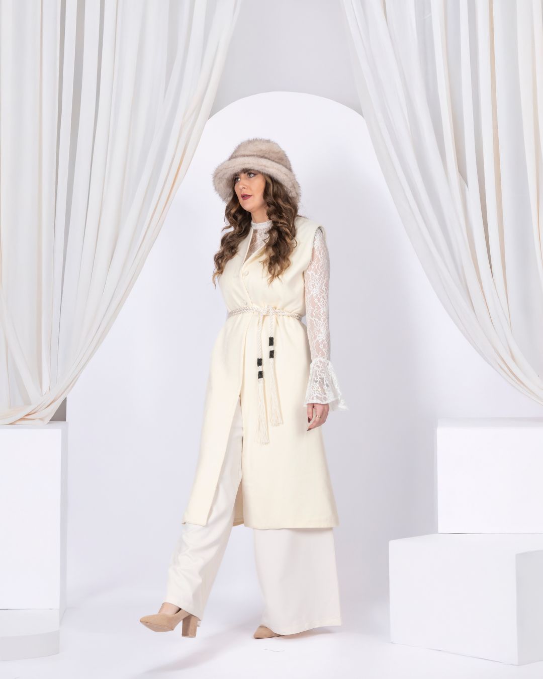 gilet long en cachemire doux
