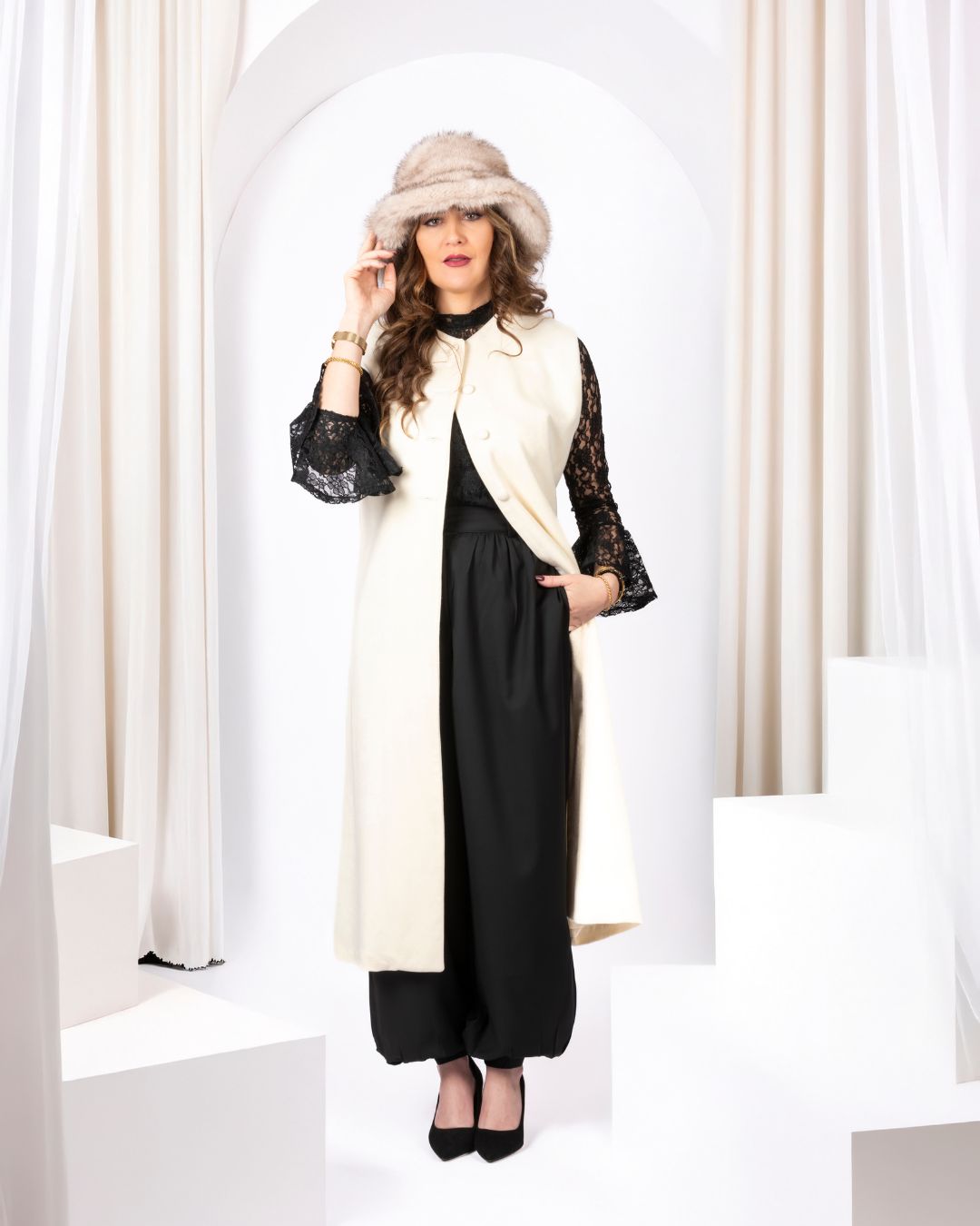 gilet long en cachemire doux