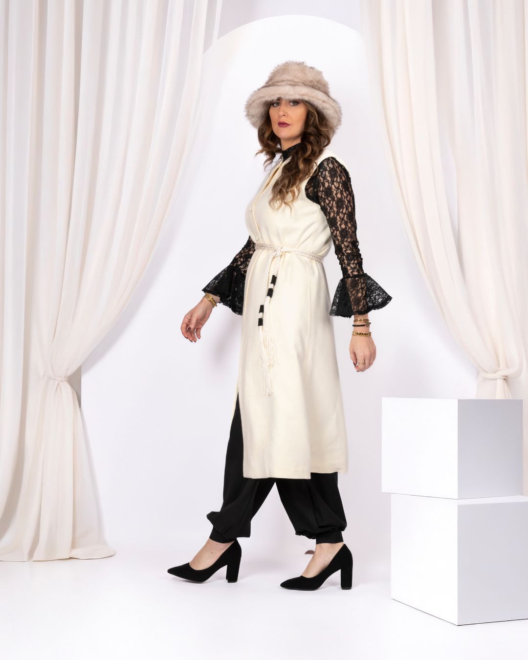 gilet long en cachemire doux